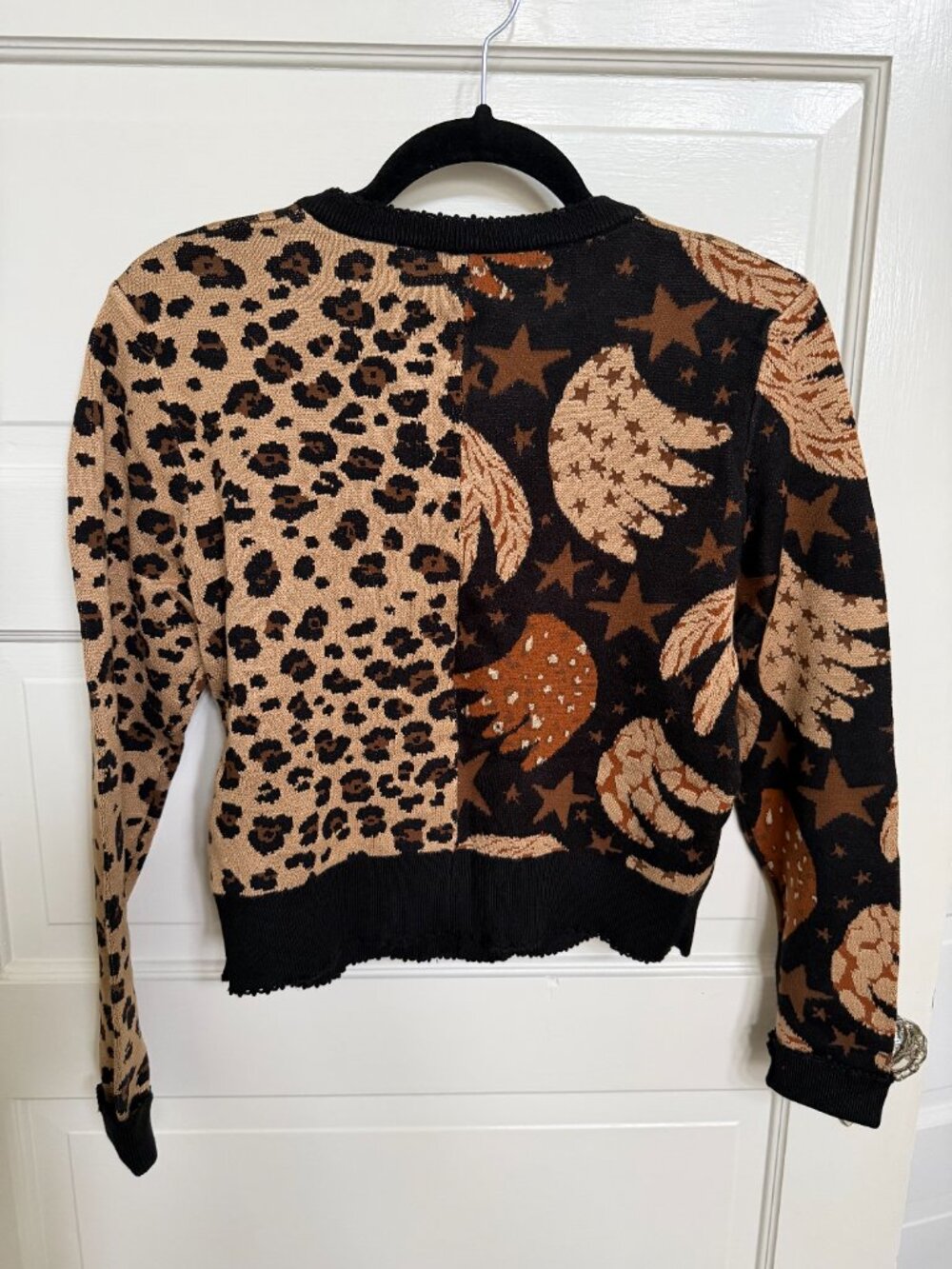 FARM Rio Banana Leopard Mixed Cardigan Black Size S NWT - Picture 5 of 8